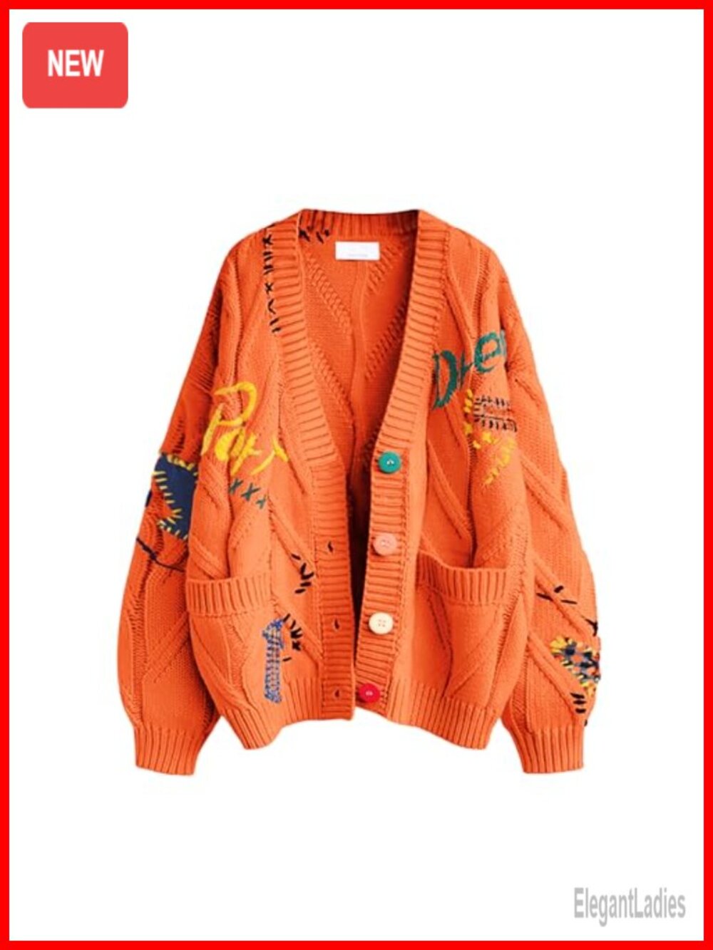 Women's Cable Knit Long Sleeve Open Front Cardigan Sheep V-Neck Button Down